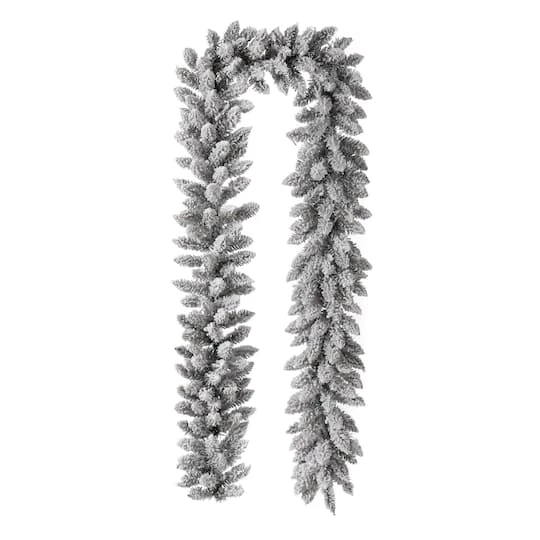 Glitzhome® 9ft. LED Snow Flocked Christmas Garland 6 Glitzhome® 9ft. LED Snow Flocked Christmas Garland - Image 4