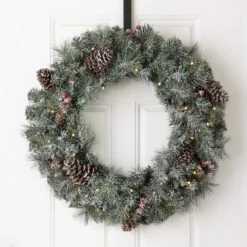 Glitzhome® 24" LED Glittered Pinecone Christmas Wreath -Michaels X-Mas Decor D251177S 2