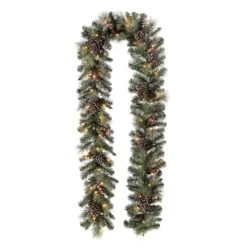 Glitzhome® 9ft. LED Glittered Pinecone Christmas Garland -Michaels X-Mas Decor D251180S 1 1