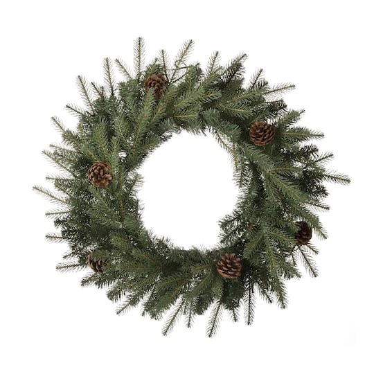 Glitzhome® 24" LED Greenery & Pinecone Christmas Wreath 3 Glitzhome® 24" LED Greenery & Pinecone Christmas Wreath