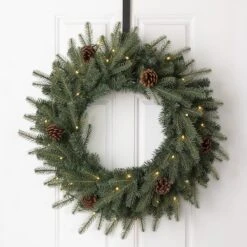 Glitzhome® 24" LED Greenery & Pinecone Christmas Wreath 11 Glitzhome® 24" LED Greenery & Pinecone Christmas Wreath -Michaels X-Mas Decor D251184S 2