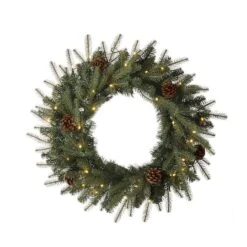 Glitzhome® 24" LED Greenery & Pinecone Christmas Wreath 12 Glitzhome® 24" LED Greenery & Pinecone Christmas Wreath -Michaels X-Mas Decor D251184S 3