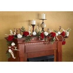 6ft. Hydrangea With White Roses Garland -Michaels X-Mas Decor D251204S 13