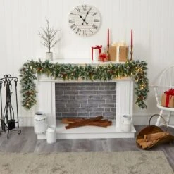 9ft. Pre-Lit Clear LED Frosted Swiss Pine & Berry Artificial Garland -Michaels X-Mas Decor D251208S 4