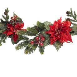5ft. Poinsettia & Berry Artificial Garland 8 5ft. Poinsettia & Berry Artificial Garland -Michaels X-Mas Decor D251210S 12