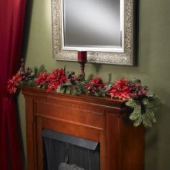 5ft. Poinsettia & Berry Artificial Garland 9 5ft. Poinsettia & Berry Artificial Garland -Michaels X-Mas Decor D251210S 13