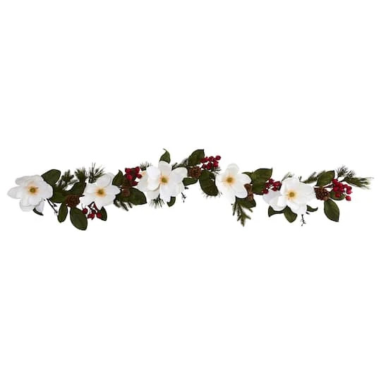 6ft. Magnolia, Pine & Berries Artificial Garland 3 6ft. Magnolia, Pine & Berries Artificial Garland