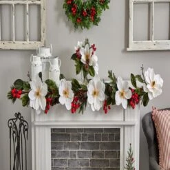 6ft. Magnolia, Pine & Berries Artificial Garland 10 6ft. Magnolia, Pine & Berries Artificial Garland -Michaels X-Mas Decor D251212S 13