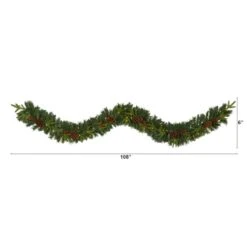 9ft. Pre-Lit Clear LED Mixed Pine, Berry & Pinecone Artificial Christmas Garland -Michaels X-Mas Decor D251217S 2