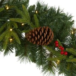 9ft. Pre-Lit Clear LED Mixed Pine, Berry & Pinecone Artificial Christmas Garland -Michaels X-Mas Decor D251217S 3