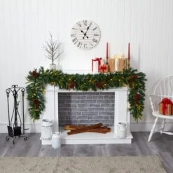 9ft. Pre-Lit Clear LED Mixed Pine, Berry & Pinecone Artificial Christmas Garland -Michaels X-Mas Decor D251217S 4