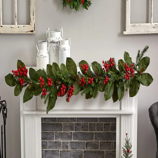 5ft. Magnolia Berry Pine Artificial Garland 6 5ft. Magnolia Berry Pine Artificial Garland - Image 4