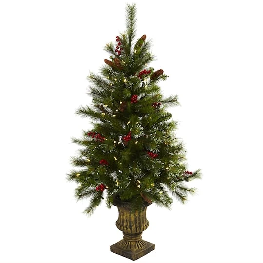 4ft. Pre-Lit Artificial Christmas Tree With Berries & Pinecones, Clear LED Lights 4 4ft. Pre-Lit Artificial Christmas Tree With Berries & Pinecones, Clear LED Lights - Image 2