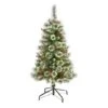 4ft. Pre-Lit Frosted Swiss Pine Artificial Christmas Tree With Berries, Clear LED Lights