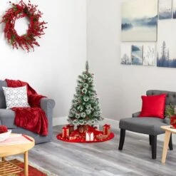 4ft. Pre-Lit Frosted Swiss Pine Artificial Christmas Tree With Berries, Clear LED Lights 17 4ft. Pre-Lit Frosted Swiss Pine Artificial Christmas Tree With Berries, Clear LED Lights -Michaels X-Mas Decor D251289S 7