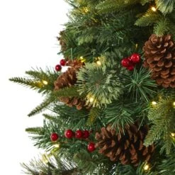 4ft. Pre-Lit Pine Artificial Potted Christmas Tree With Pinecone & Berries, Clear LED Lights -Michaels X-Mas Decor D251290S 3