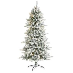 6ft. Pre-Lit Flocked Livingston Fir Artificial Christmas Tree With Pinecones, Clear LED Lights 11 6ft. Pre-Lit Flocked Livingston Fir Artificial Christmas Tree With Pinecones, Clear LED Lights -Michaels X-Mas Decor D251293S 1 1