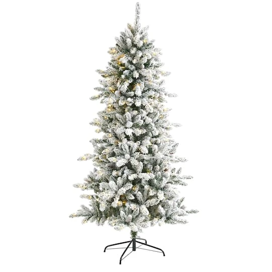 6ft. Pre-Lit Flocked Livingston Fir Artificial Christmas Tree With Pinecones, Clear LED Lights 4 6ft. Pre-Lit Flocked Livingston Fir Artificial Christmas Tree With Pinecones, Clear LED Lights - Image 2