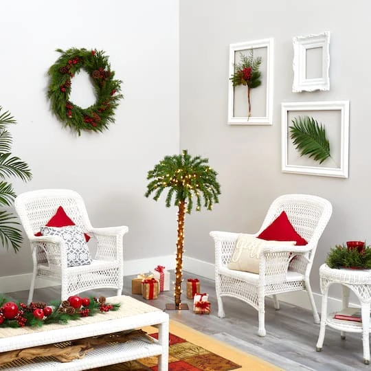 4ft. Pre-Lit Christmas Palm Artificial Tree With Warm White LED Lights 8 4ft. Pre-Lit Christmas Palm Artificial Tree With Warm White LED Lights - Image 6