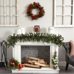 24" Plum Blossom Pine Wreath 12 24" Plum Blossom Pine Wreath -Michaels X-Mas Decor D251356S 14