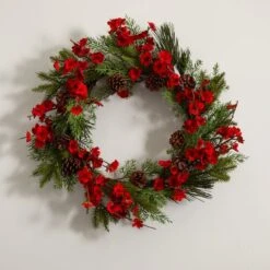 24" Plum Blossom Pine Wreath 13 24" Plum Blossom Pine Wreath -Michaels X-Mas Decor D251356S 15