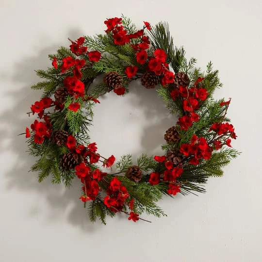 24" Plum Blossom Pine Wreath 8 24" Plum Blossom Pine Wreath - Image 6