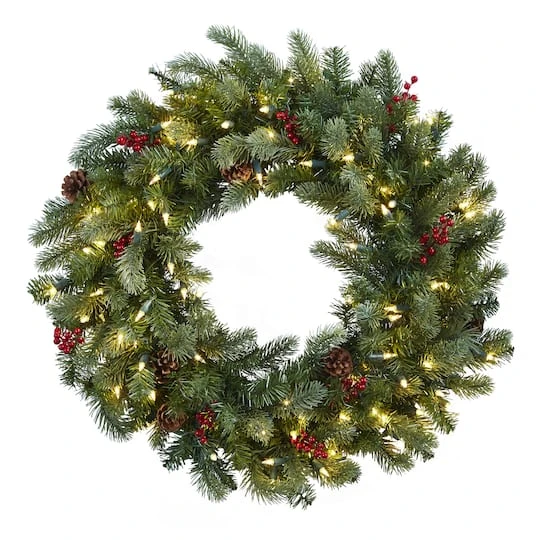 30" Pre-Lit Berries & Pinecones Wreath 3 30" Pre-Lit Berries & Pinecones Wreath