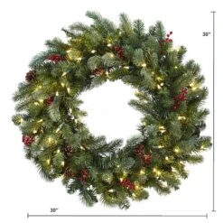 30" Pre-Lit Berries & Pinecones Wreath 12 30" Pre-Lit Berries & Pinecones Wreath -Michaels X-Mas Decor D251369S 13