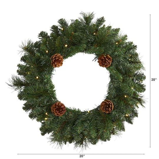 20" LED Pine & Pinecone Artificial Christmas Wreath 8 20" LED Pine & Pinecone Artificial Christmas Wreath - Image 6
