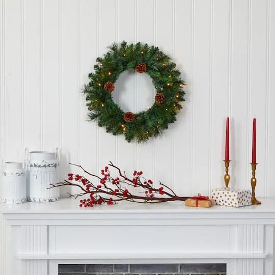 20" LED Pine & Pinecone Artificial Christmas Wreath 6 20" LED Pine & Pinecone Artificial Christmas Wreath - Image 4