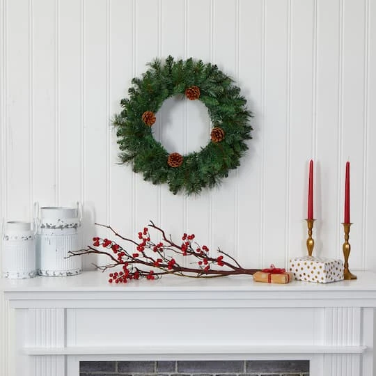 20" LED Pine & Pinecone Artificial Christmas Wreath 7 20" LED Pine & Pinecone Artificial Christmas Wreath - Image 5