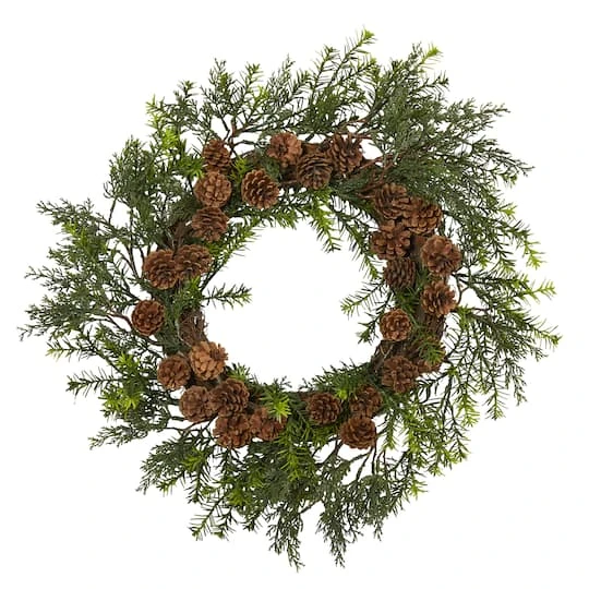 22" Cedar & Pinecone Artificial Wreath 3 22" Cedar & Pinecone Artificial Wreath