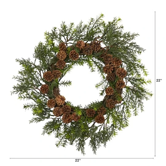 22" Cedar & Pinecone Artificial Wreath 5 22" Cedar & Pinecone Artificial Wreath - Image 3