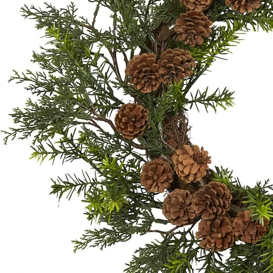 22" Cedar & Pinecone Artificial Wreath 6 22" Cedar & Pinecone Artificial Wreath - Image 4