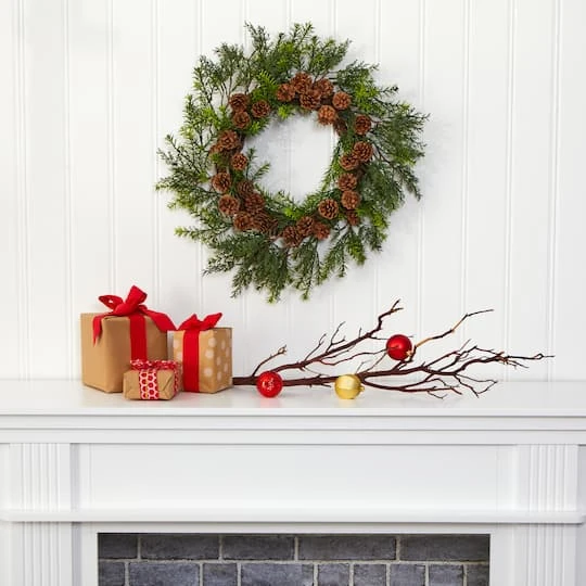 22" Cedar & Pinecone Artificial Wreath 7 22" Cedar & Pinecone Artificial Wreath - Image 5