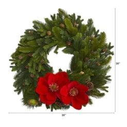 30" Magnolia, Pine & Pinecone Artificial Wreath -Michaels X-Mas Decor D251385S 2