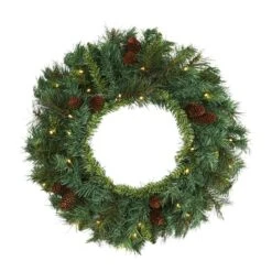 20" LED Mixed Pine & Pinecone Artificial Christmas Wreath -Michaels X-Mas Decor D251389S 1 1