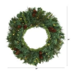 20" LED Mixed Pine & Pinecone Artificial Christmas Wreath -Michaels X-Mas Decor D251389S 2