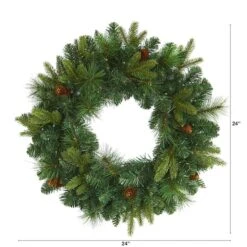 24" LED Mixed Pine Artificial Christmas Wreath -Michaels X-Mas Decor D251394S 2