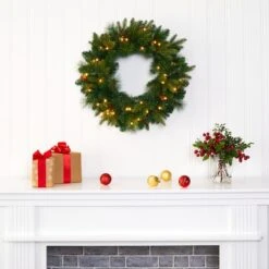 24" LED Mixed Pine Artificial Christmas Wreath -Michaels X-Mas Decor D251394S 5