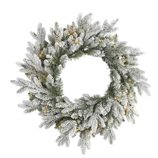 24" LED Flocked Artificial Christmas Wreath 3 24" LED Flocked Artificial Christmas Wreath