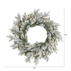 24" LED Flocked Artificial Christmas Wreath 13 24" LED Flocked Artificial Christmas Wreath -Michaels X-Mas Decor D251395S 2
