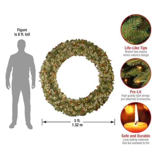 60" Pre-Lit Wintry Pine Wreath 8 60" Pre-Lit Wintry Pine Wreath - Image 6