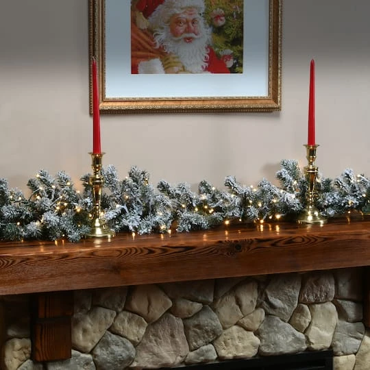 9ft. Pre-Lit LED Snowy Sheffield Spruce Garland 5 9ft. Pre-Lit LED Snowy Sheffield Spruce Garland - Image 3