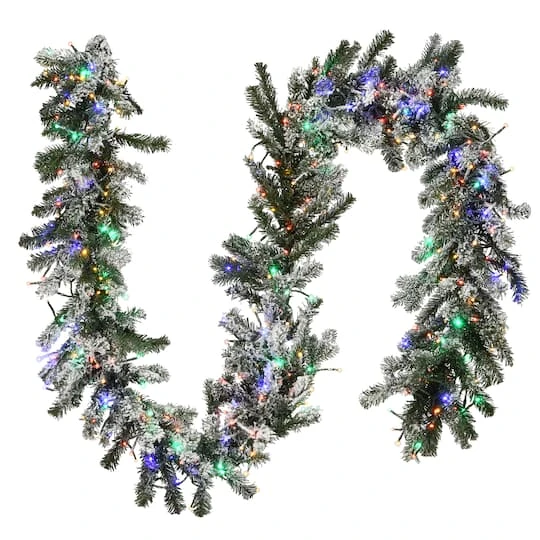 9ft. Pre-Lit LED Snowy Sheffield Spruce Garland 7 9ft. Pre-Lit LED Snowy Sheffield Spruce Garland - Image 5