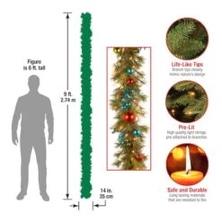 9ft. Pre-Lit LED Retro Red & Blue Ornament Garland -Michaels X-Mas Decor D252609S 14