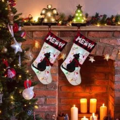 Glitzhome® 21" LED Cat Christmas Stockings, 2ct. -Michaels X-Mas Decor D252863S 2