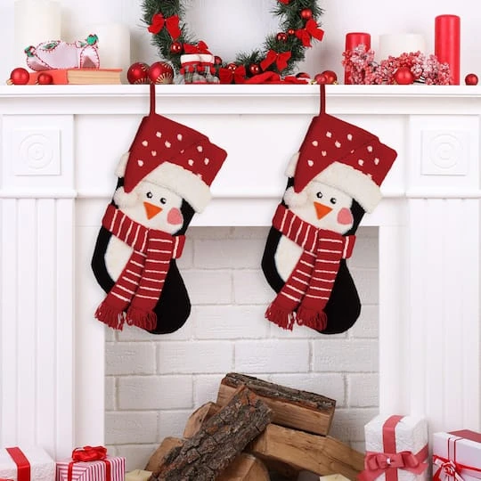 Glitzhome® 19" Penguin Christmas Stockings, 2ct. 5 Glitzhome® 19" Penguin Christmas Stockings, 2ct. - Image 3