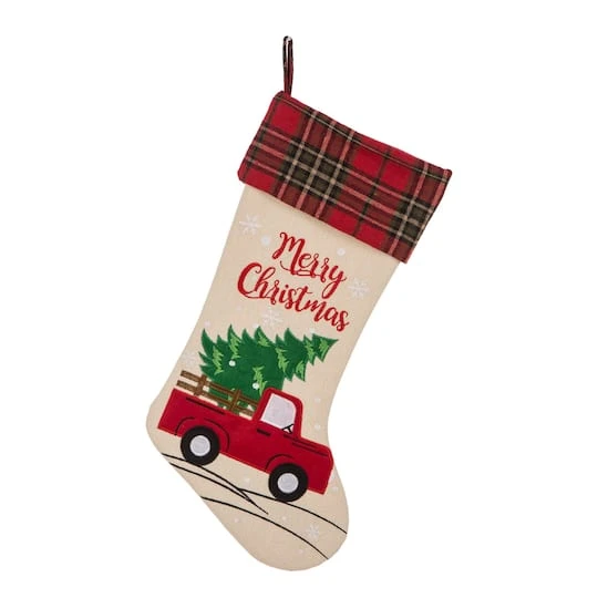 Glitzhome® 21" Truck & Tree Christmas Stockings, 2ct. 6 Glitzhome® 21" Truck & Tree Christmas Stockings, 2ct. - Image 4