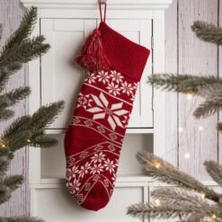 Glitzhome® Red Snowflake Tree Skirt & Stockings Set 14 Glitzhome® Red Snowflake Tree Skirt & Stockings Set -Michaels X-Mas Decor D252885S 3